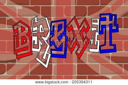 The Union Jack and Brexit graffit on a brick wall
