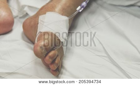 Patient In The Hospital With Saline Intravenous