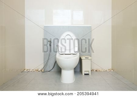 White sanitary ware in clean toilet. Clean toilet for good health.
