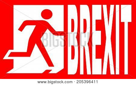 A red emergency brexit sign over a white background