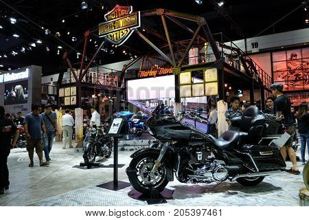 Bangkok Motor show Thailand Muang Thong Thani - March 302017 : Harley davidson show booth. touring style .