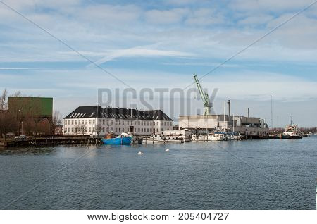 Industrial area in Nakskov harbor in Denmark
