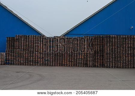 pallets in front of industry buildings in Denmark