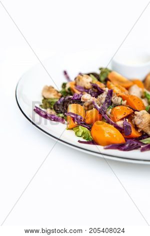 Healthy breakfast preparation on on White wooden background top view
