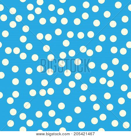 Polka Dots Pattern Circles on Blue Background Seamless Pattern for Fabric and Wrapping Paper Illustration