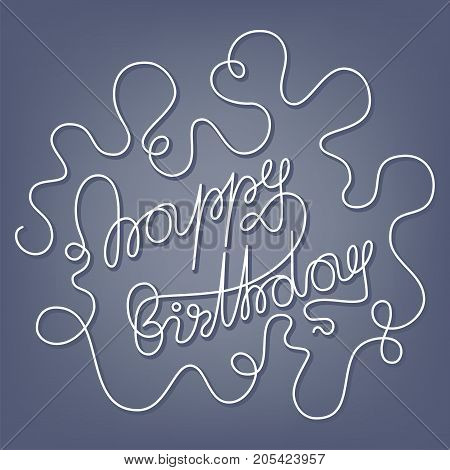 Beautiful birthday invitation card design colorful lettering poctcard vector greeting decoration strips lettering. Calligraphy text for party festive cartoon poster and celebrate present banner.