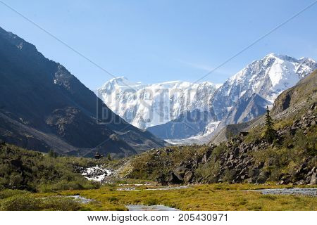 Russia, Republic of Altai. Very beautiful pictures of nature in Altai
High snow-capped mountains, fast, noisy mountain rivers, beautiful meadows and fields and woods - the nature of mountain Altai