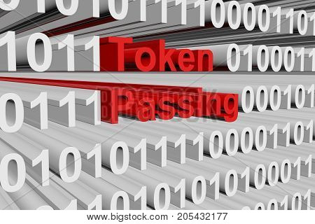 Token passing in the form of binary code, 3D illustration