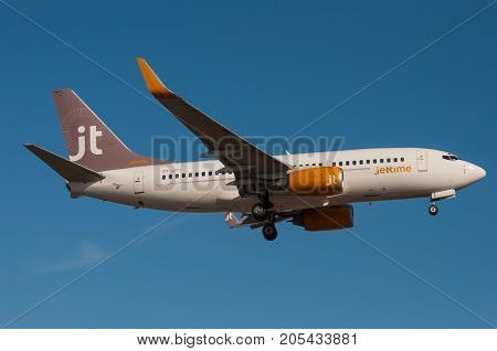 Copenhagen - July 2013: Jettime Boeing 737-700 Airplane