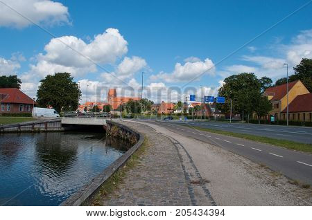 town of Naestved in Denmark on a bright day