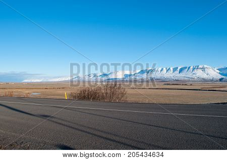 Skagafjordur valley in Iceland on a sunny autumn day