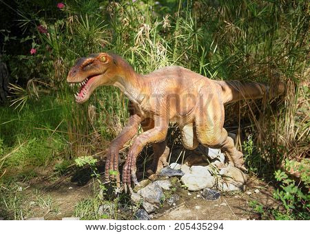 Kemer;Turkey- September 06; 2017: Deinonychus-Cretaceous /130-120 million years ago. In the Dinopark