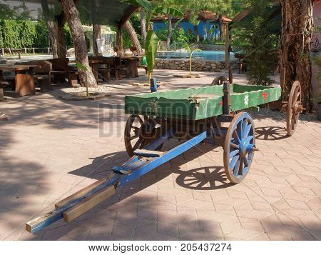 Kemer;Turkey- September 06; 2017: Decorative cart. In the Dinopark