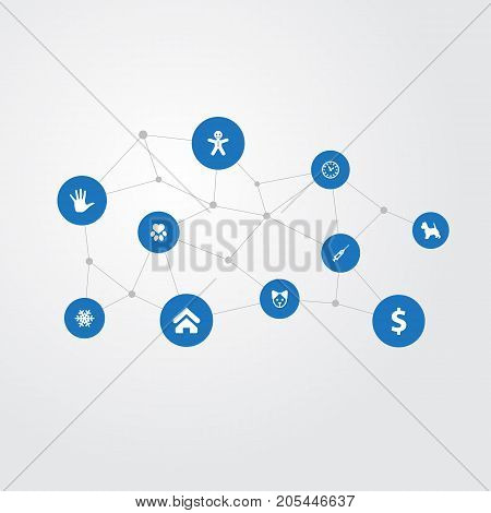 Elements Footprint , Dog, Hand Synonyms Dollar, Pet And Winter.  Vector Illustration Set Of Simple Brood Icons.