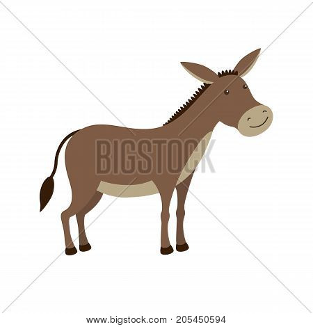 Cartoon donkey smile and happy. Flat vector illustration isolated on white background