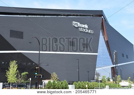 MINNESOTA, MINNEAPOLIS - JUL 27: US Bank Stadium in Minneapolis, Minnesota, as seen on July 27, 2017. It is the home of the Minnesota Vikings of the National Football League (NFL).