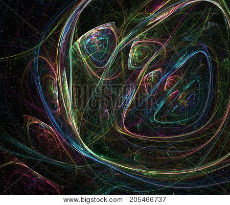 Space fantasy rainbow color anomaly abstract dark background horizontal