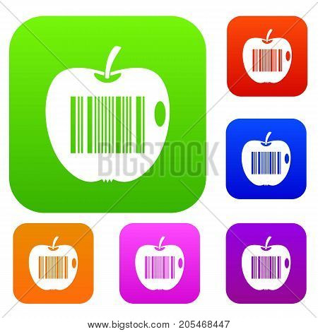 Code to represent product identification set icon color in flat style isolated on white. Collection sings vector illustration