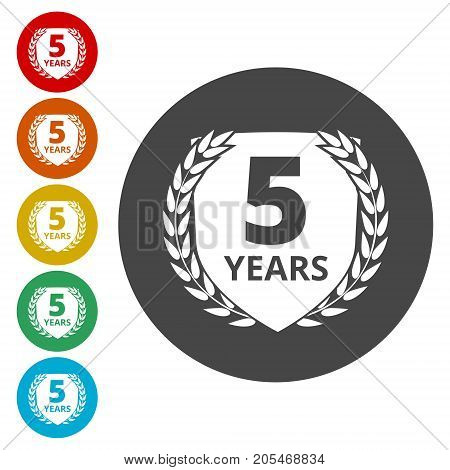 Laurel wreath 5 years, simple vector iocn