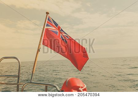 Uk Red Ensign The British Maritime Flag Flown From Yacht