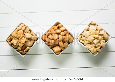 stock photo of  variety of Shakkar pare Also Know as Shakkarpare, Shakarpali, Shakkar Para, or Shankarpalli or shankar pale is a Snack Typically Made in India During Diwali