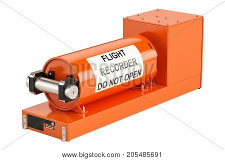 Flight data recorder known as black box 3D rendering isolated on white background