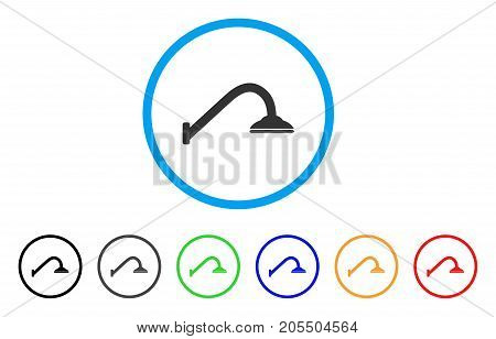 Shower Pipe rounded icon. Style is a flat shower pipe gray symbol inside light blue circle with black, gray, green, blue, red, orange color versions. Vector designed for web and software interfaces.