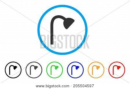 Shower Pipe rounded icon. Style is a flat shower pipe gray symbol inside light blue circle with black, gray, green, blue, red, orange color versions. Vector designed for web and software interfaces.