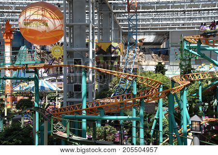 BLOOMINGTON, MINNESOTA - JUL 27:  Nickelodeon Universe at the Mall of America in Bloomington, Minnesota, as seen on July 27, 2017.  It is the largest indoor amusement park in the United States.