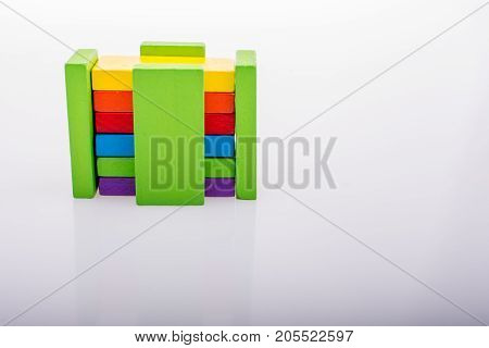 Coorful Domino Blocks On White Background