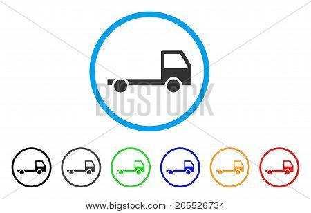 Truck Chassis rounded icon. Style is a flat truck chassis gray symbol inside light blue circle with black, gray, green, blue, red, orange variants. Vector designed for web and software interfaces.