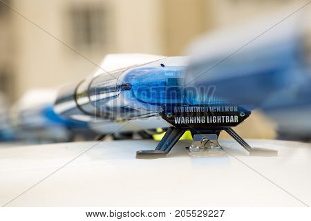 Police Officers Cars Warning Lightbars