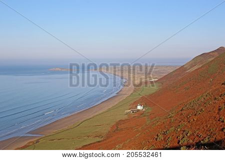 Rhossili beach on the Gower Peninsular, Wales