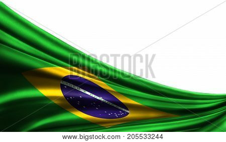 Grunge colorfu flag Brazil fabric silks with copyspace for your text or images, white background 