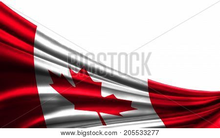 Grunge colorfu flag Canada fabric silks with copyspace for your text or images, white background 