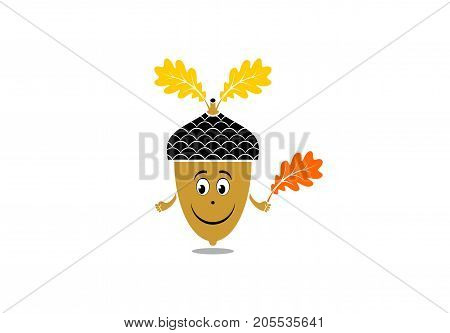 Acorn cartoon. Vector illustration on a white background