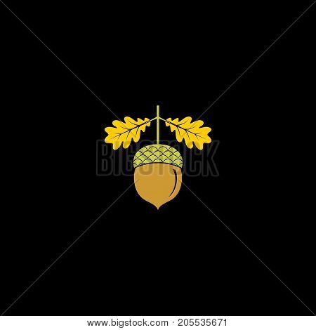 Acorn icon or logo in modern line style. Vector illustration on a black background