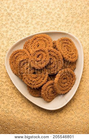 Stock Photo of Chakli or Chakali or Murukku, popular salty food made during diwali festival