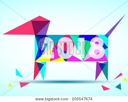 Happy New Year 2018. Year of dog. Greeting Card design. Vector eps 10 for your design