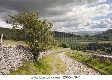 View over Kettlewell village in Wharfedale Yorkshire Dales National Park England.
