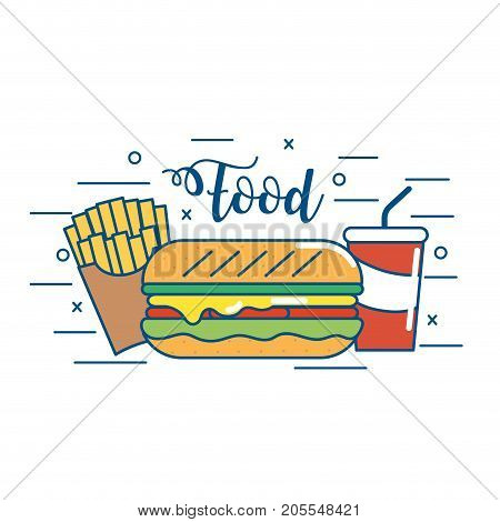 tasty fastfood nutrition and unheallthy food vector illustration