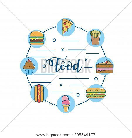 set tasty fastfood nutrition and unhealthy food vector illustration