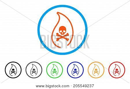 Mortal Flame rounded icon. Style is a flat mortal flame orange symbol inside light blue circle with black, gray, green, blue, red, orange variants. Vector designed for web and software interfaces.