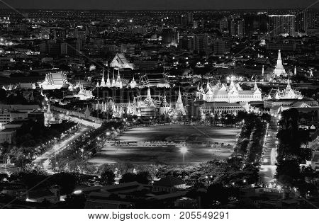 Rattanakosin Island at night, Bangkok City, Thailand