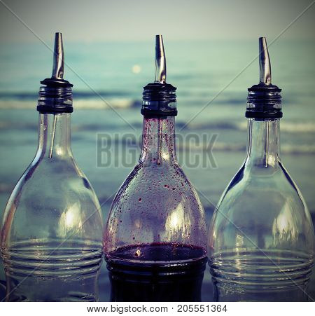 Glass Bottles With Syrup To Make Slushies
