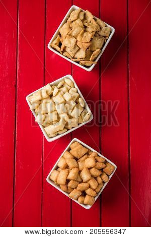 stock photo of  variety of Shakkar pare Also Know as Shakkarpare, Shakarpali, Shakkar Para, or Shankarpalli or shankar pale is a Snack Typically Made in India During Diwali