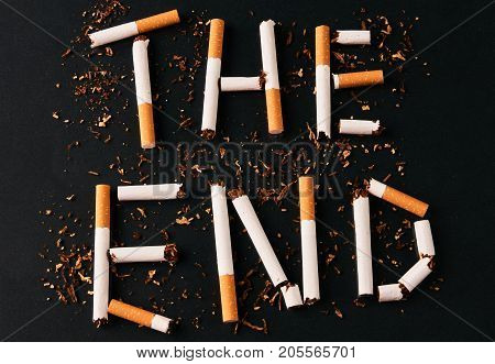 The End Of The Letters From Cigarettes Isolated On Black