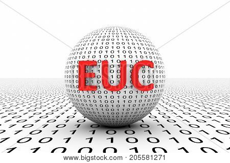 EUC conceptual sphere binary code 3d illustration