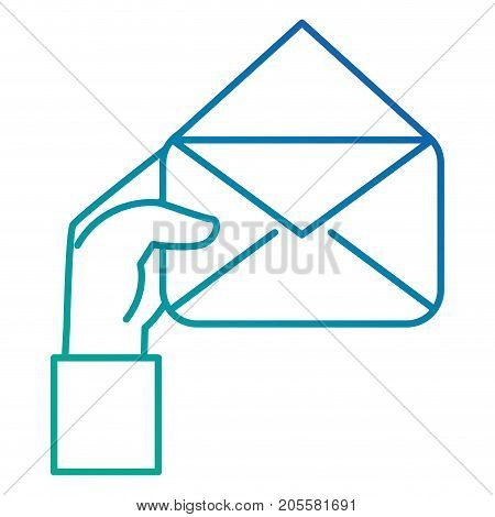 hand human with envelope mail isolated icon vector illustration design
