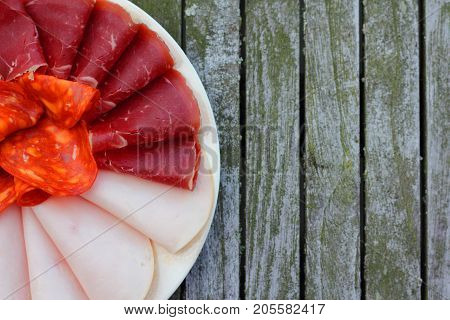 Cold Cuts Sausage On Plate